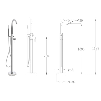 Freestanding Bathtub Faucet Stainless Steel 118.5 cm - Bend