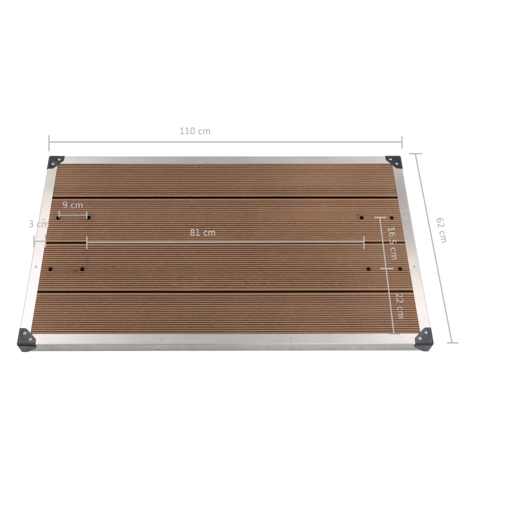 Outdoor Shower Tray WPC Stainless Steel 110x62 cm Brown - Bend