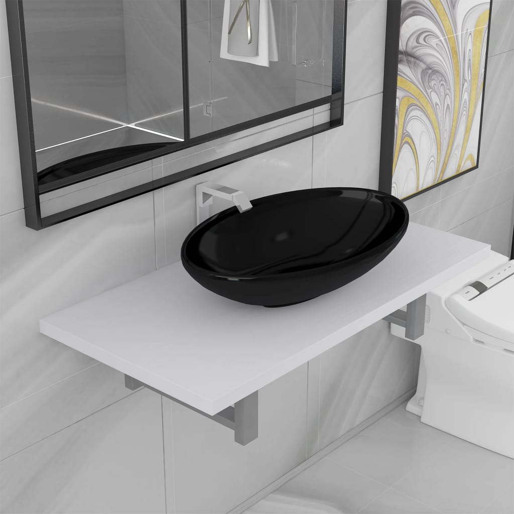 Two Piece Bathroom Furniture Set Ceramic White