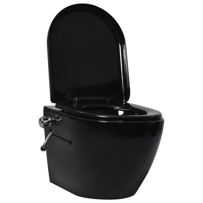 Wall Hung Rimless Toilet with Bidet Function Ceramic Black - Bend