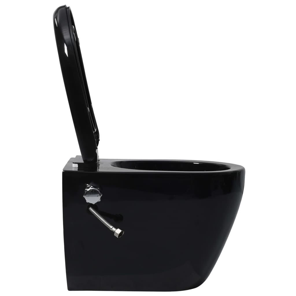 Wall Hung Rimless Toilet with Bidet Function Ceramic Black - Bend