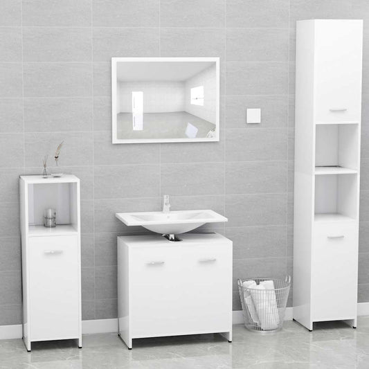 Bathroom Furniture Set White Engineered Wood