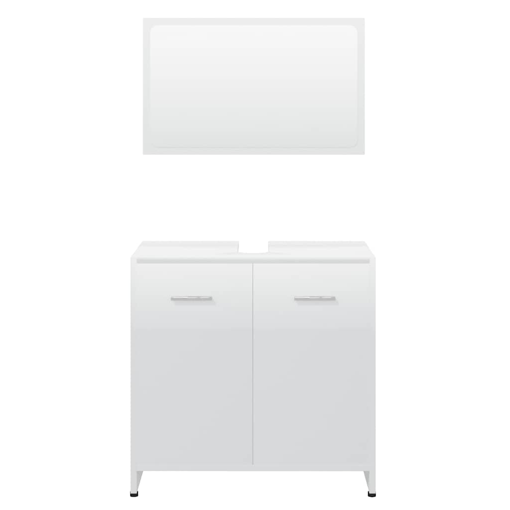 Bathroom Furniture Set High Gloss White Engineered Wood