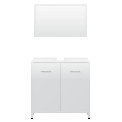 Bathroom Furniture Set High Gloss White Engineered Wood