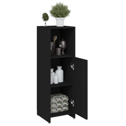 Bathroom Cabinet Black 30x30x95 cm Engineered Wood