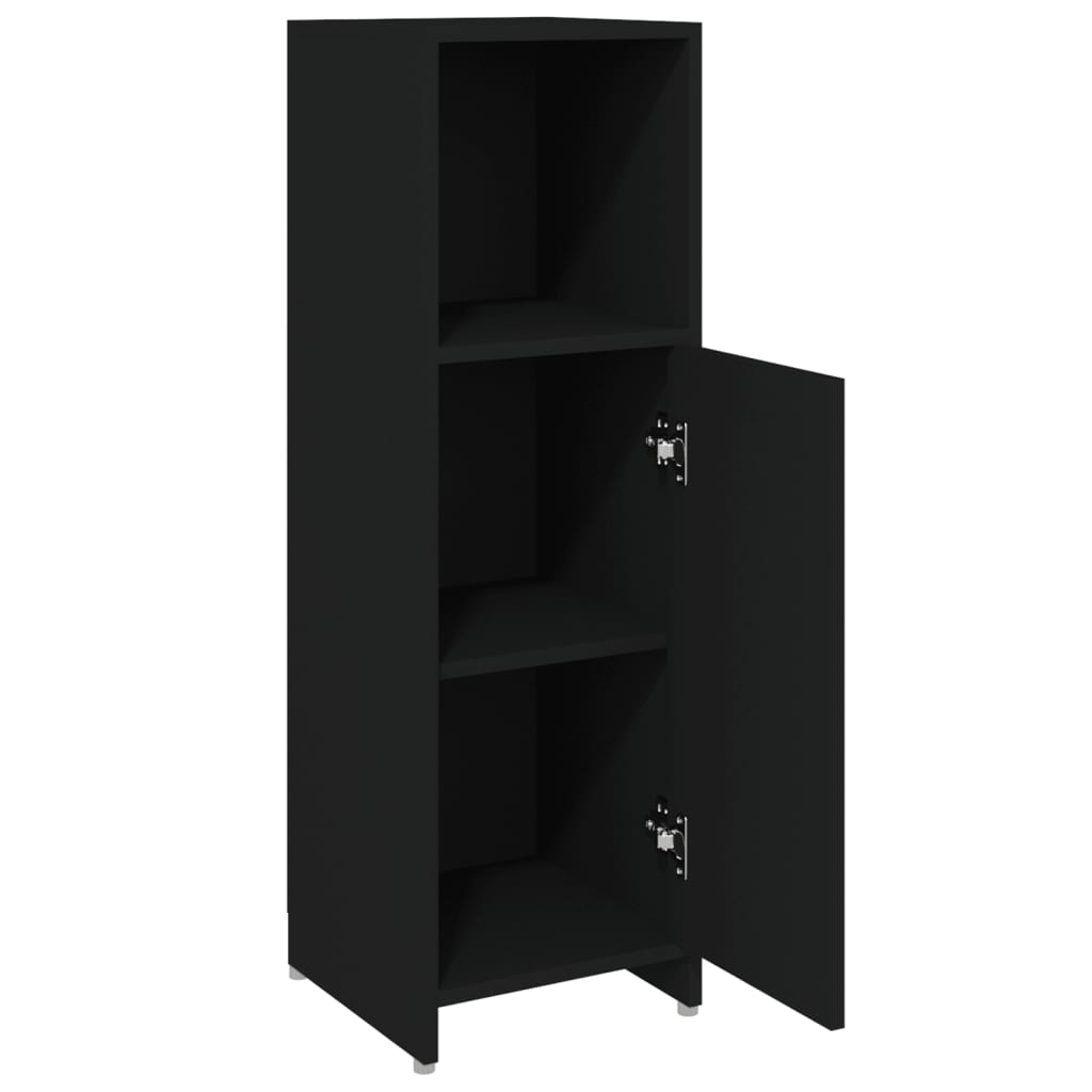 Bathroom Cabinet Black 30x30x95 cm Engineered Wood