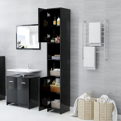 Bathroom Cabinet Black 30x30x183.5 cm Engineered Wood