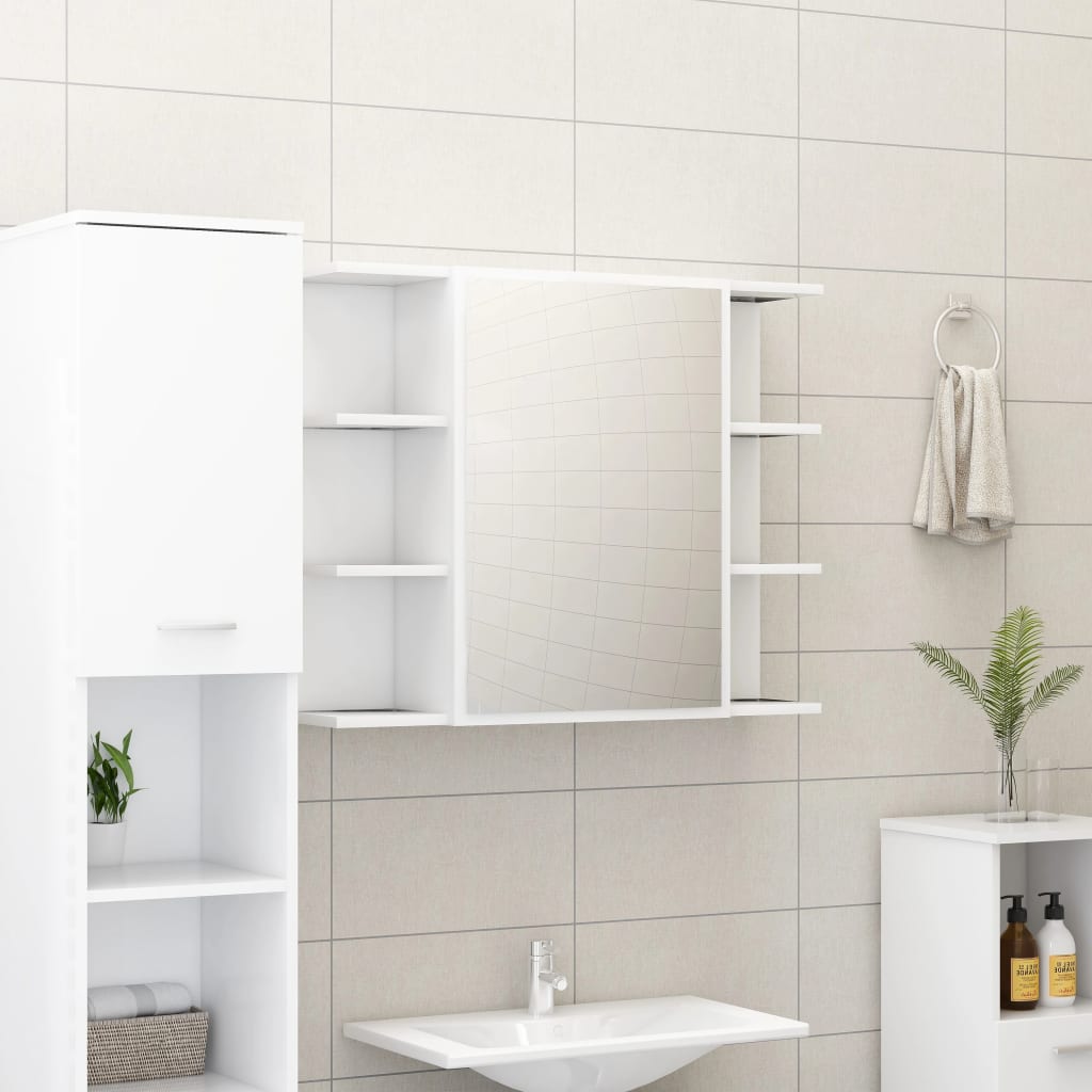 Bathroom Mirror Cabinet White 80x20.5x64 cm Engineered Wood - Bend