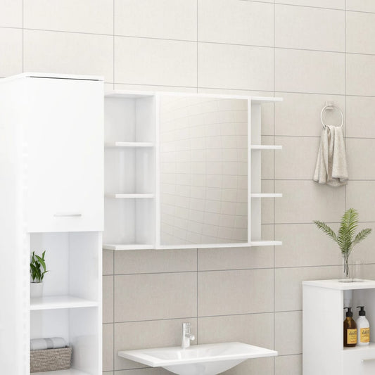 Bathroom Mirror Cabinet High Gloss White 80x20.5x64 cm Engineered Wood - Bend