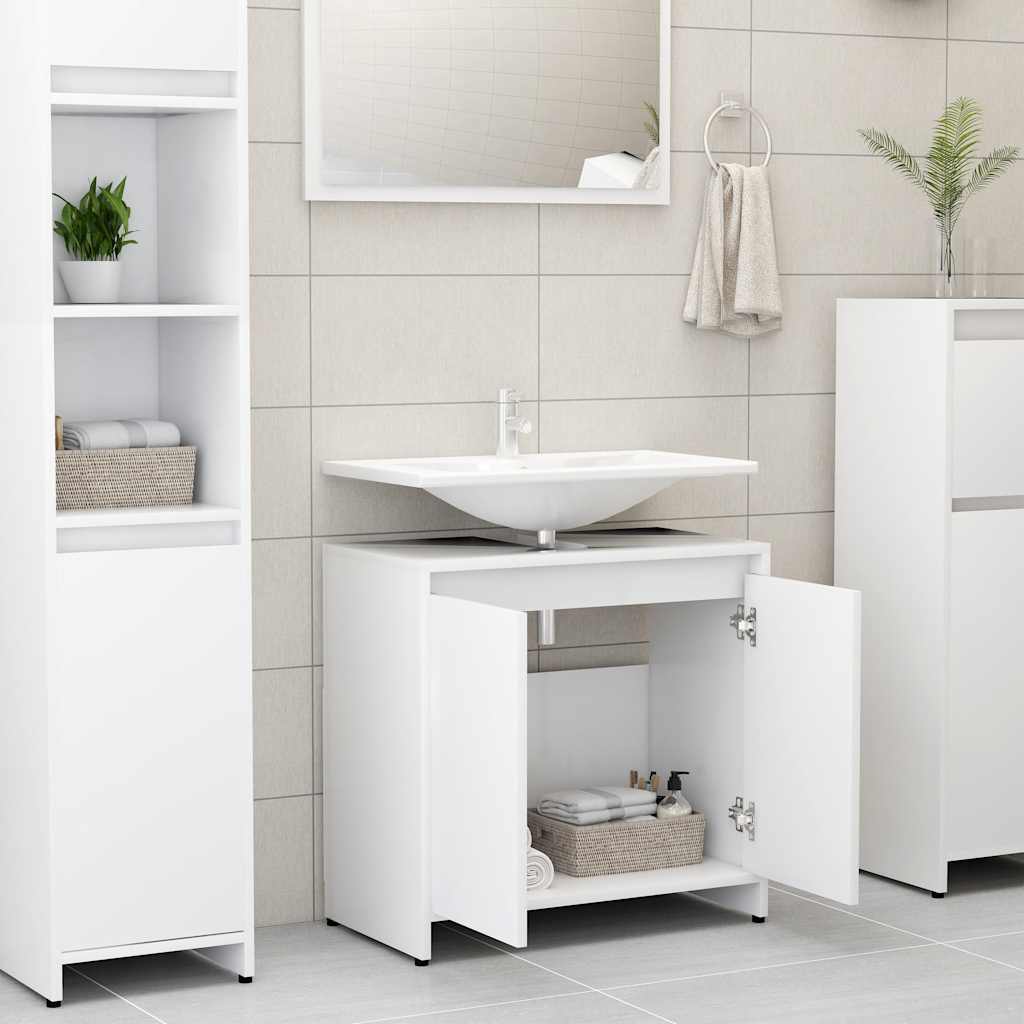 Bathroom Cabinet White 60x33x61 cm Engineered Wood