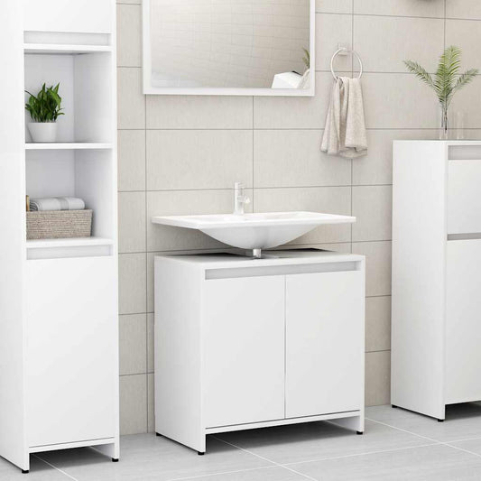 Bathroom Cabinet White 60x33x61 cm Engineered Wood