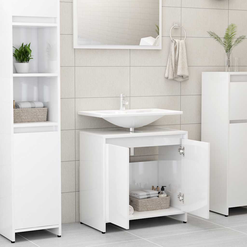 Bathroom Cabinet High Gloss White 60x33x61 cm Engineered Wood