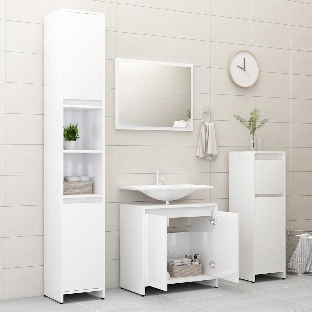 Bathroom Cabinet High Gloss White 60x33x61 cm Engineered Wood