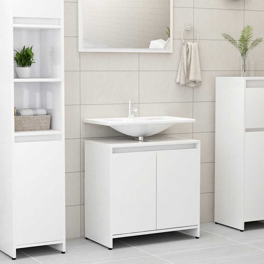 Bathroom Cabinet High Gloss White 60x33x61 cm Engineered Wood