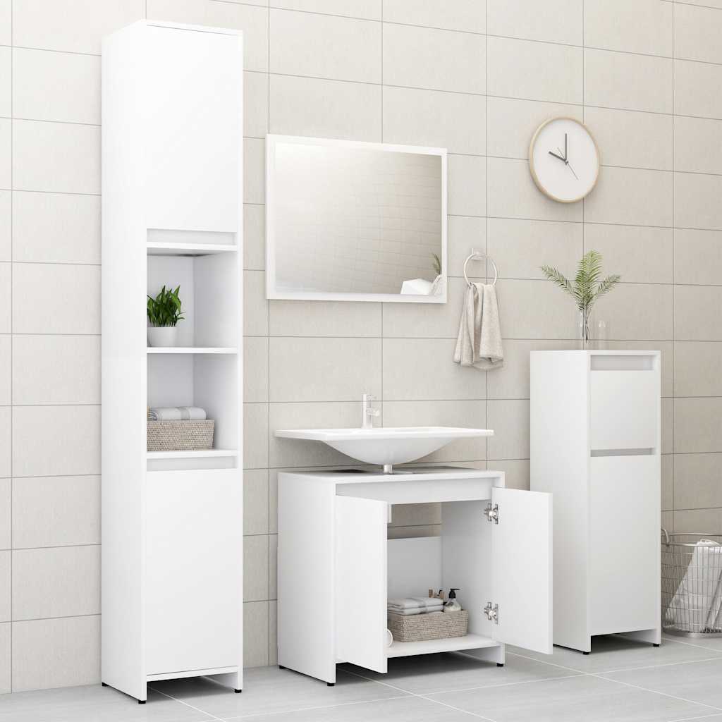 Bathroom Furniture Set White Engineered Wood