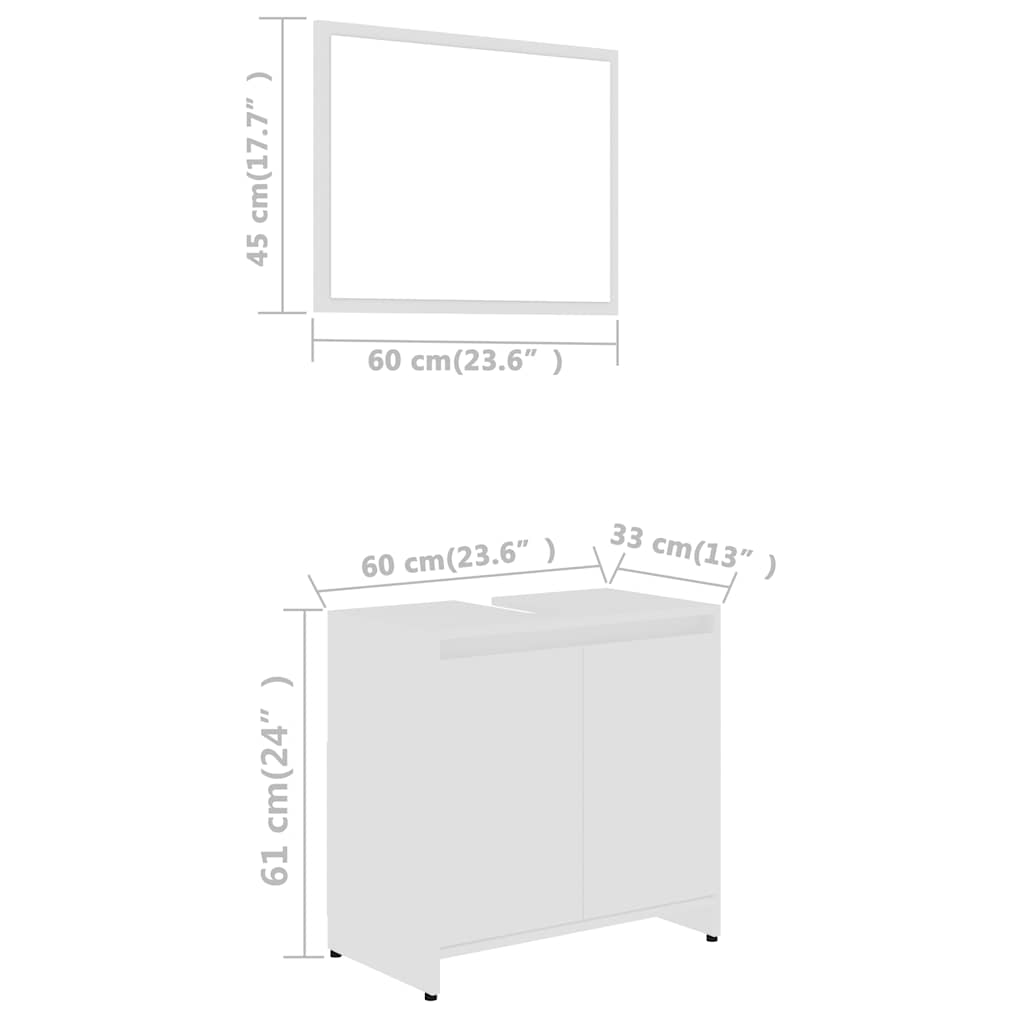 Bathroom Furniture Set White Engineered Wood