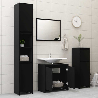 Bathroom Furniture Set Black Engineered Wood