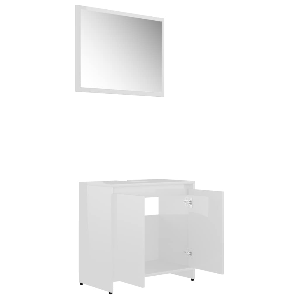 Bathroom Furniture Set High Gloss White Engineered Wood