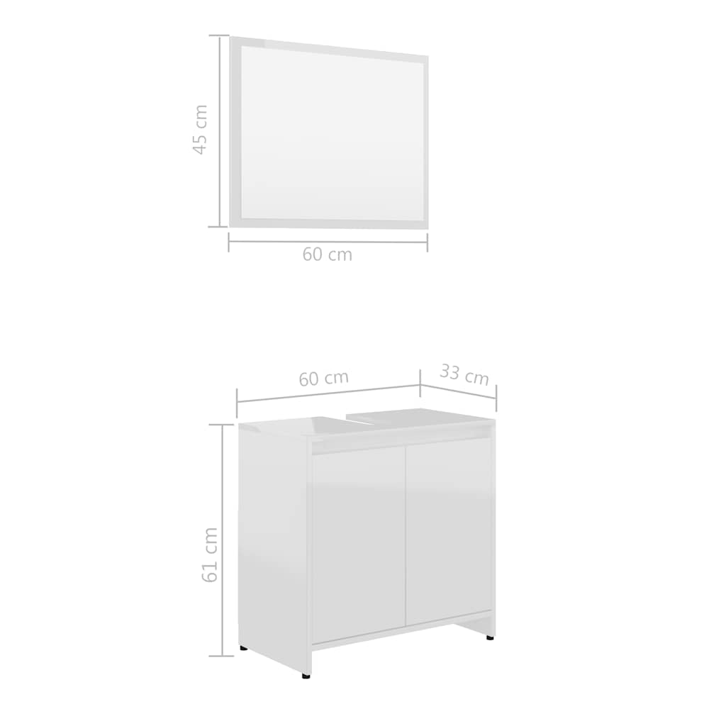 Bathroom Furniture Set High Gloss White Engineered Wood