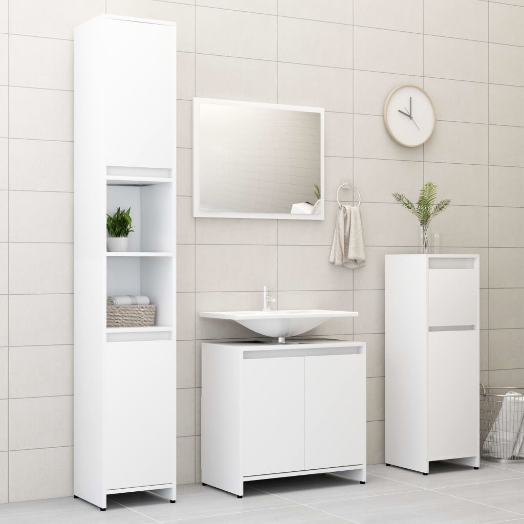 Bathroom Cabinet White 30x30x95 cm Engineered Wood