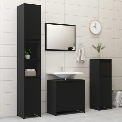 Bathroom Cabinet Black 30x30x95 cm Engineered Wood