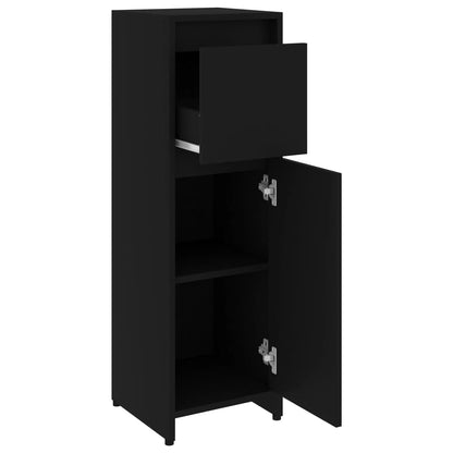 Bathroom Cabinet Black 30x30x95 cm Engineered Wood