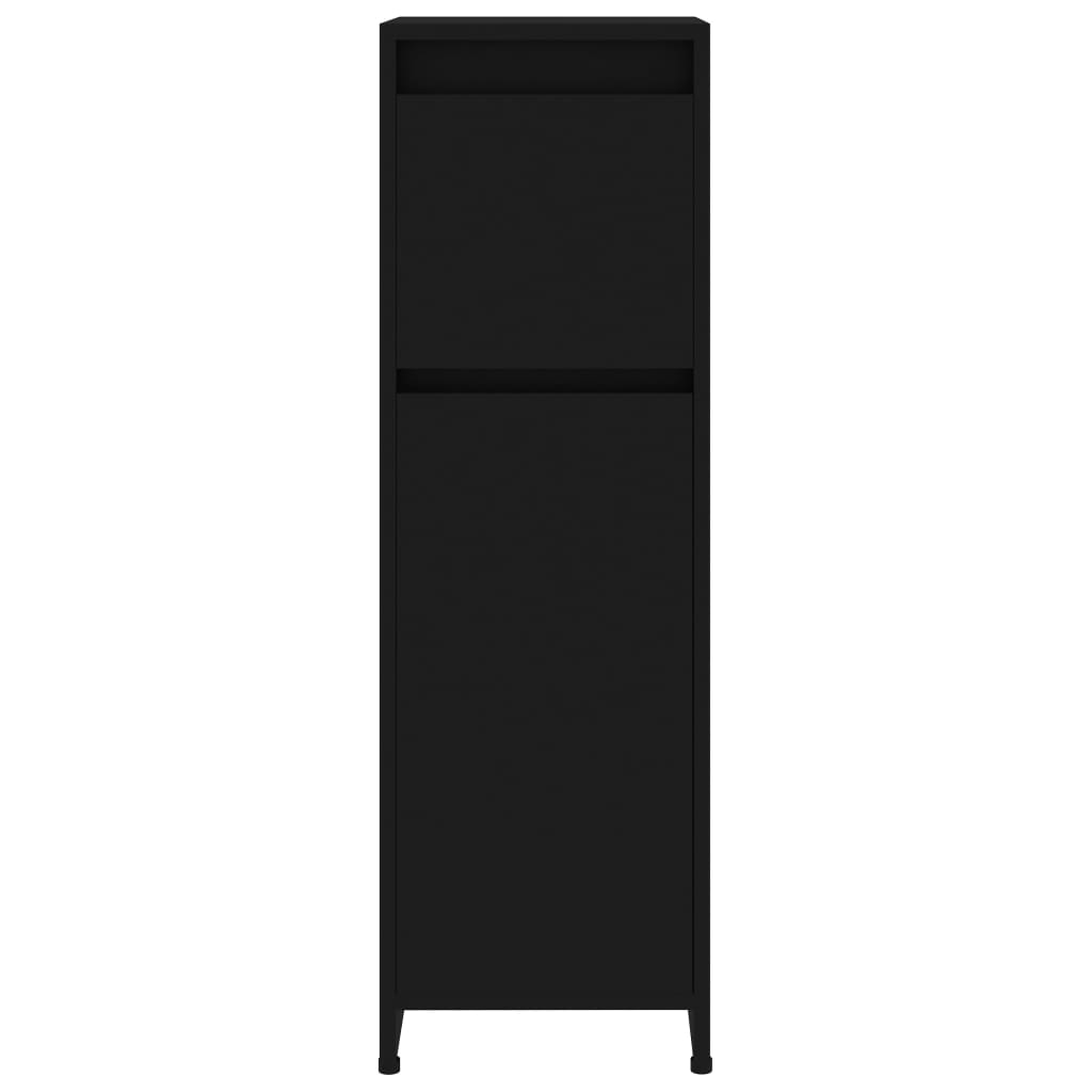 Bathroom Cabinet Black 30x30x95 cm Engineered Wood