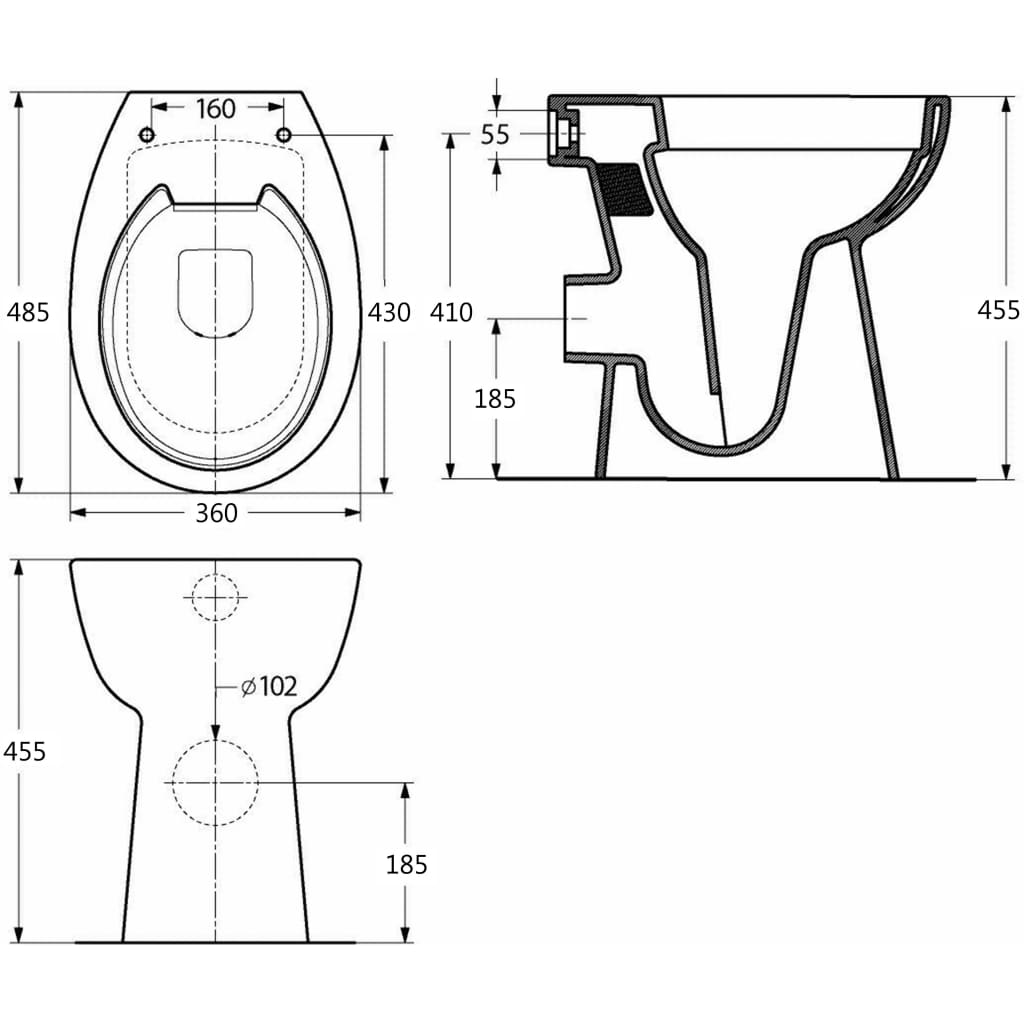 High Rimless Toilet Soft Close 7 cm Higher Ceramic - Bend