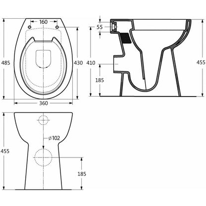 High Rimless Toilet Soft Close 7 cm Higher Ceramic - Bend