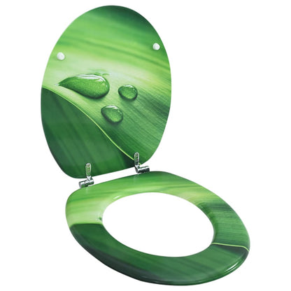 MDF Toilet Seat - Green Water Drop Design - Bend