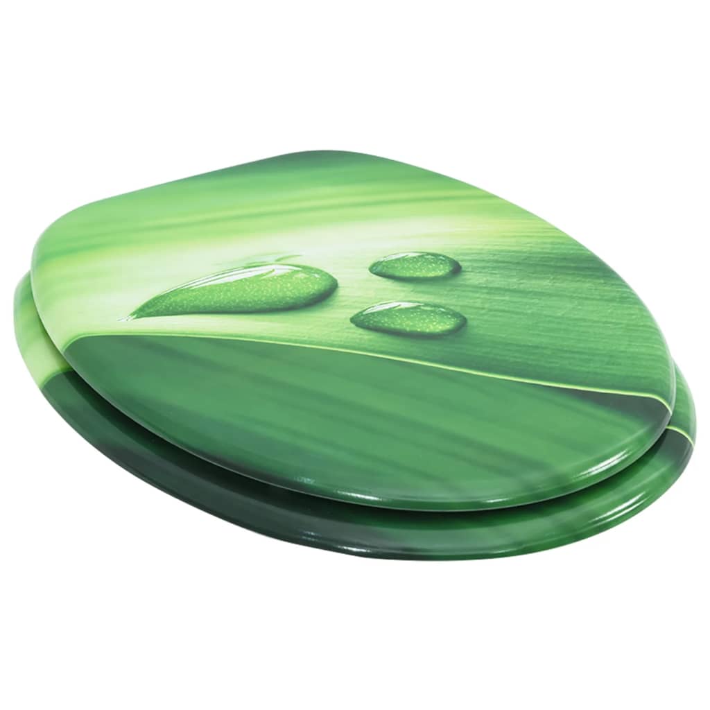 MDF Toilet Seat - Green Water Drop Design - Bend