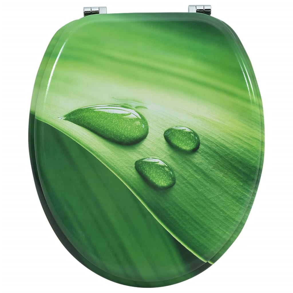 MDF Toilet Seat - Green Water Drop Design - Bend