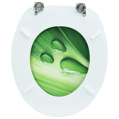 MDF Toilet Seat - Green Water Drop Design - Bend