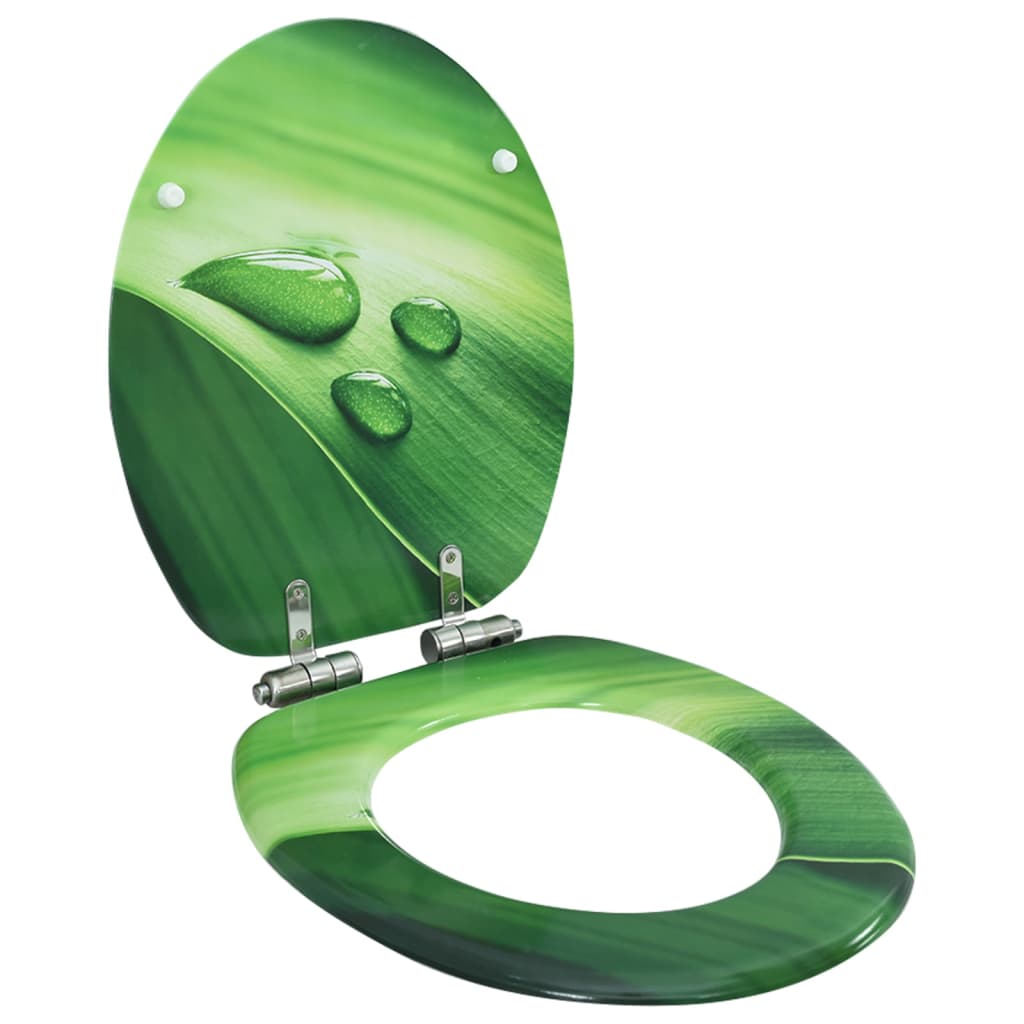 MDF Toilet Seat - Green Water Drop Design - Bend