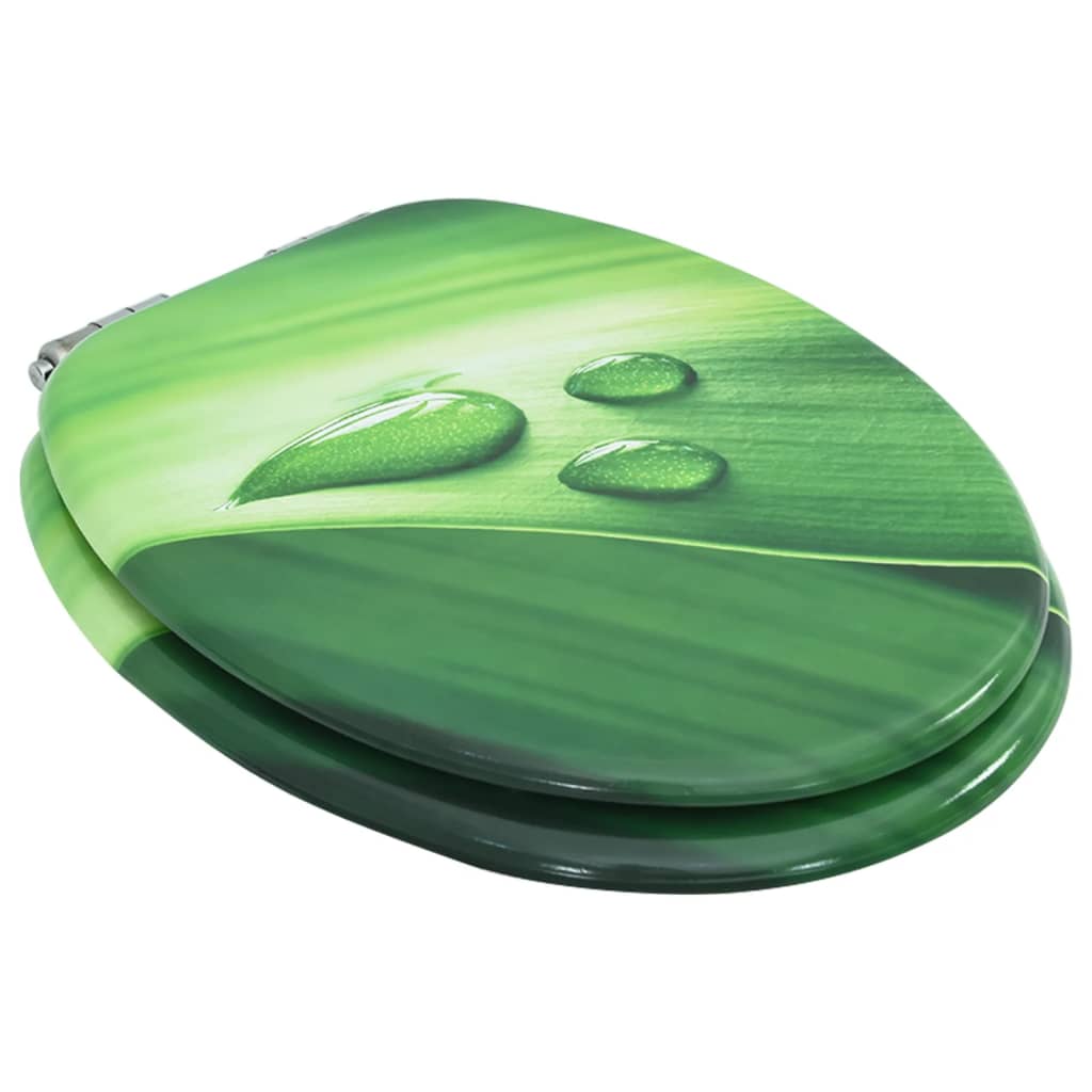 MDF Toilet Seat - Green Water Drop Design - Bend