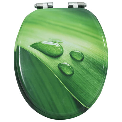 MDF Toilet Seat - Green Water Drop Design - Bend