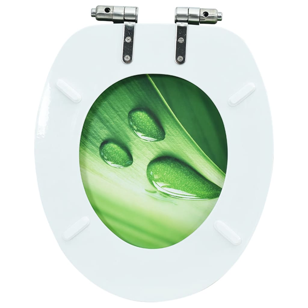 MDF Toilet Seat - Green Water Drop Design - Bend