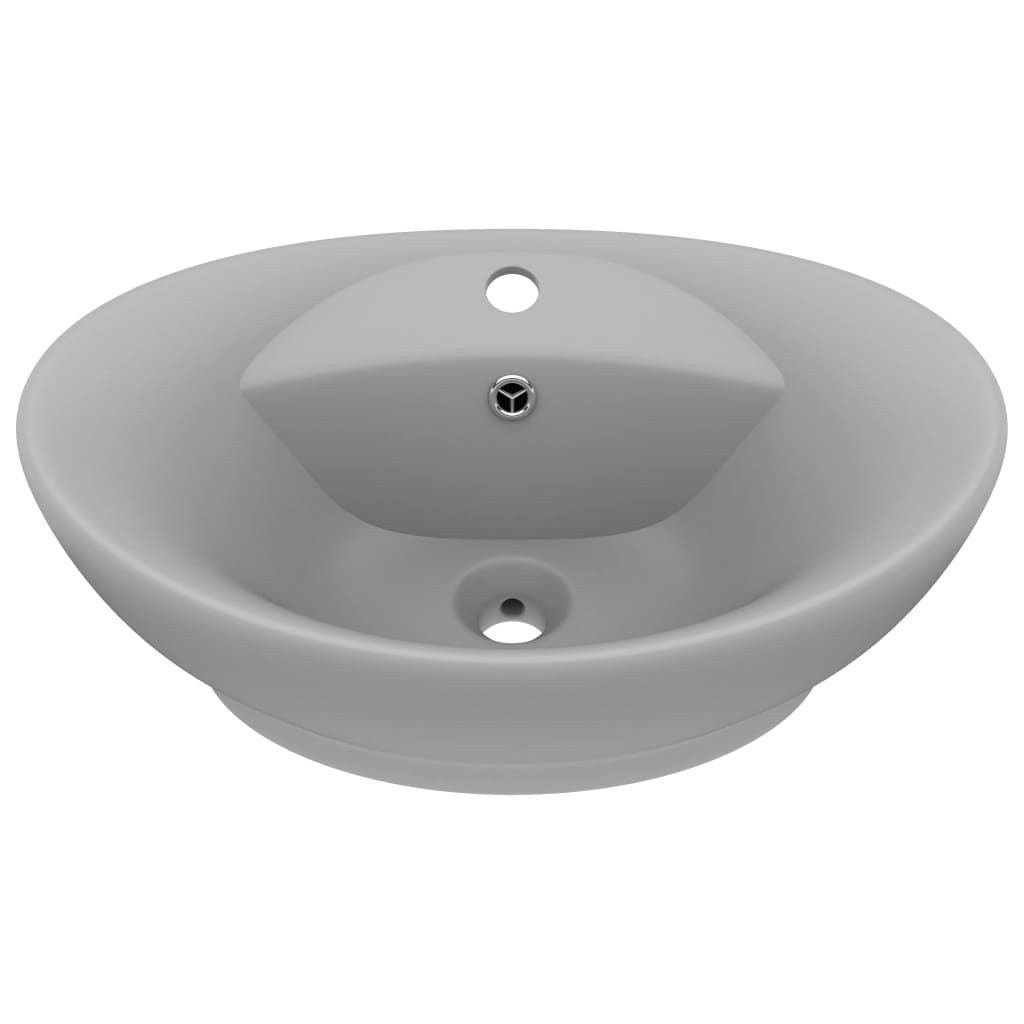 Luxury Basin Overflow Oval Matt Light Grey 58.5x39 cm Ceramic - Bend