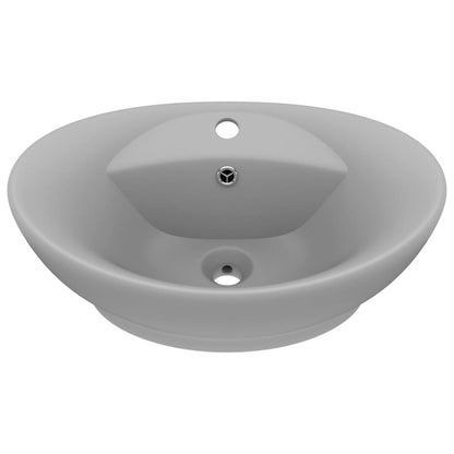 Luxury Basin Overflow Oval Matt Light Grey 58.5x39 cm Ceramic - Bend