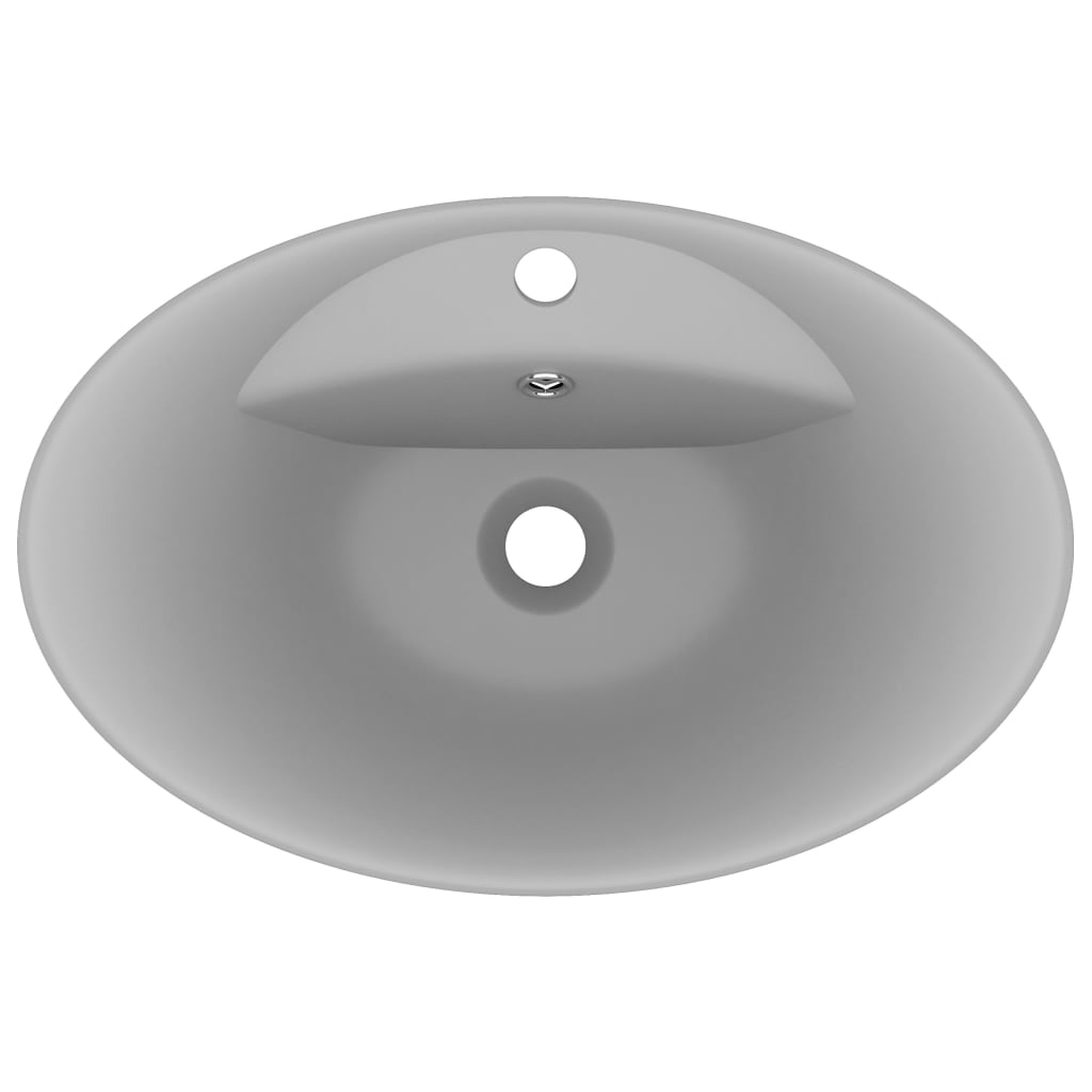 Luxury Basin Overflow Oval Matt Light Grey 58.5x39 cm Ceramic - Bend