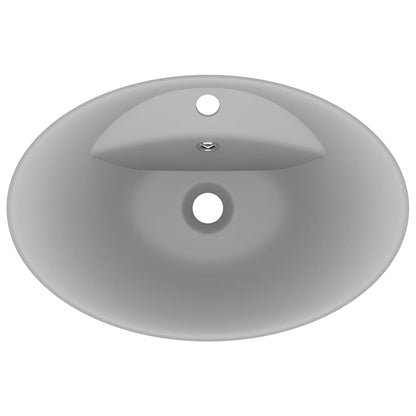 Luxury Basin Overflow Oval Matt Light Grey 58.5x39 cm Ceramic - Bend