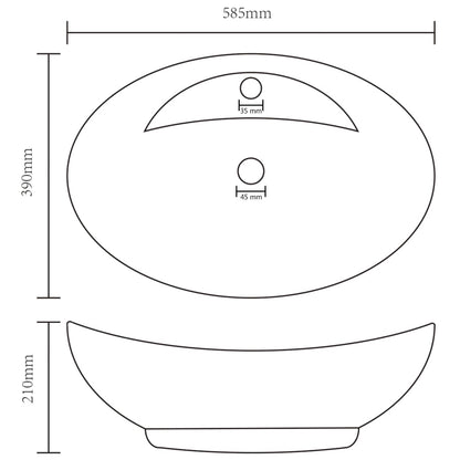 Luxury Basin Overflow Oval Matt Light Grey 58.5x39 cm Ceramic - Bend