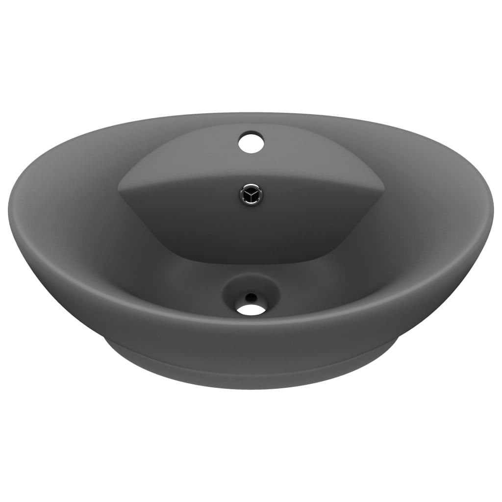 Luxury Basin Overflow Oval Matt Dark Grey 58.5x39 cm Ceramic - Bend