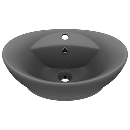 Luxury Basin Overflow Oval Matt Dark Grey 58.5x39 cm Ceramic - Bend