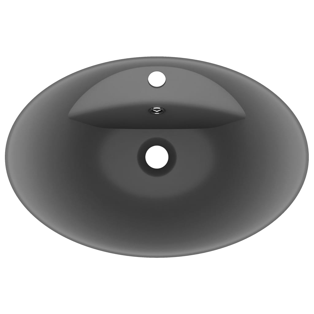 Luxury Basin Overflow Oval Matt Dark Grey 58.5x39 cm Ceramic - Bend