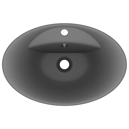 Luxury Basin Overflow Oval Matt Dark Grey 58.5x39 cm Ceramic - Bend