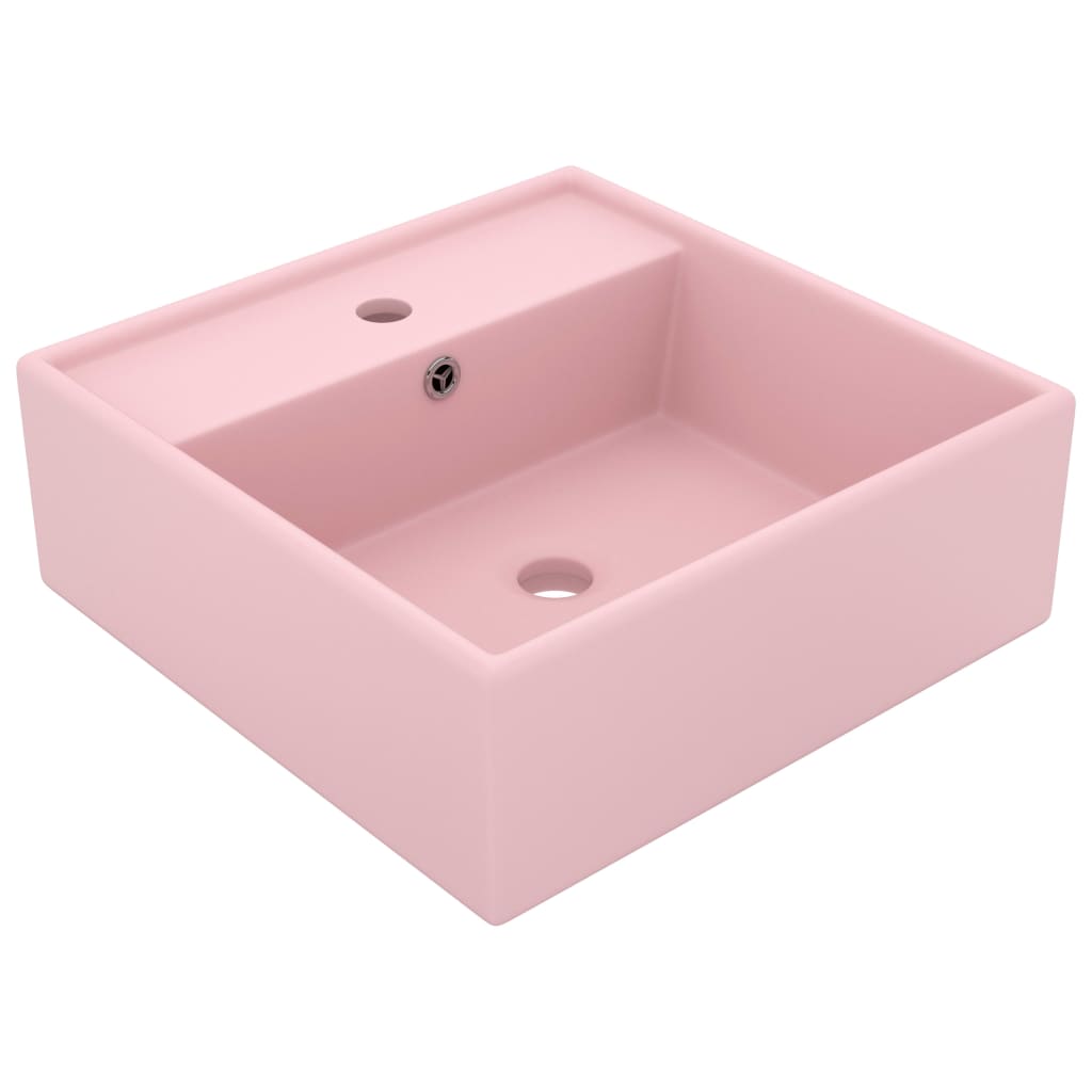 Luxury Ceramic Basin with Overflow, Square - Various Matt Colours - Bend