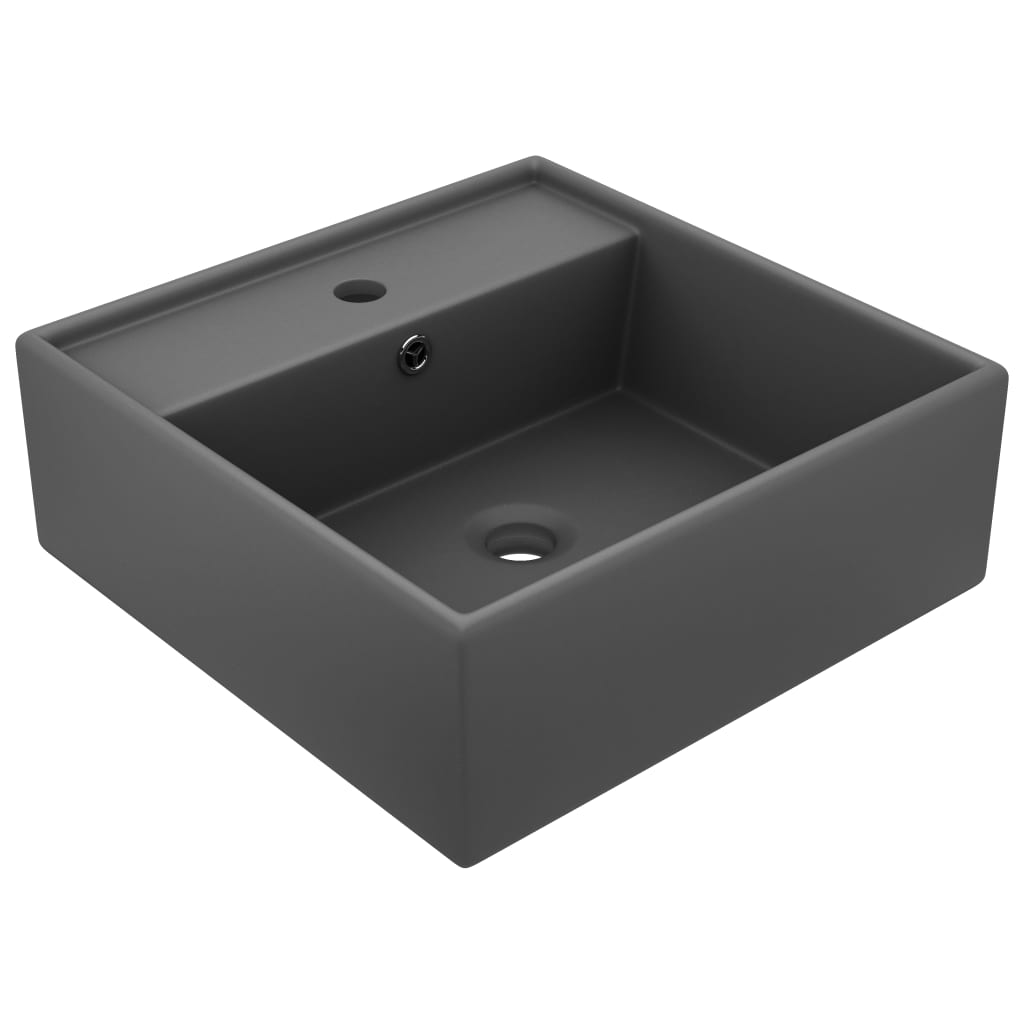 Luxury Ceramic Basin with Overflow, Square - Various Matt Colours - Bend