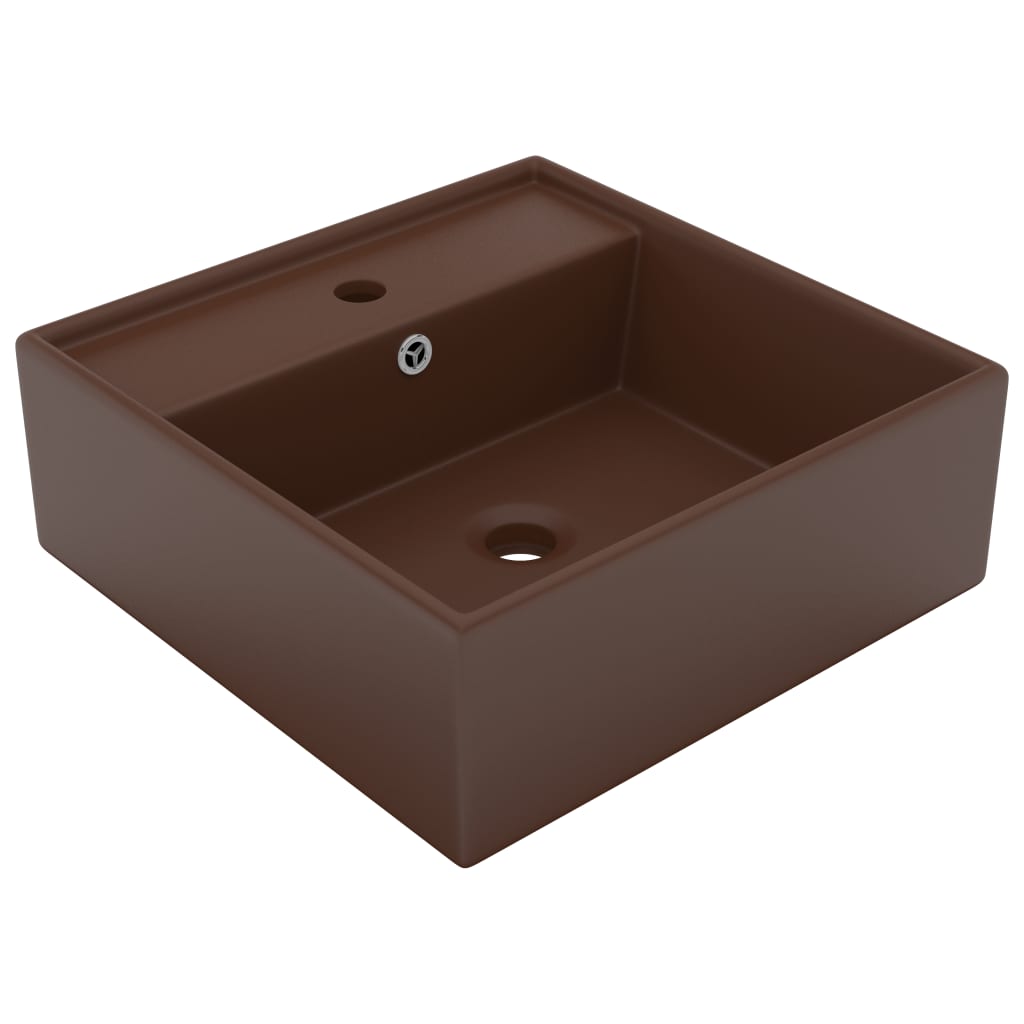 Luxury Ceramic Basin with Overflow, Square - Various Matt Colours - Bend