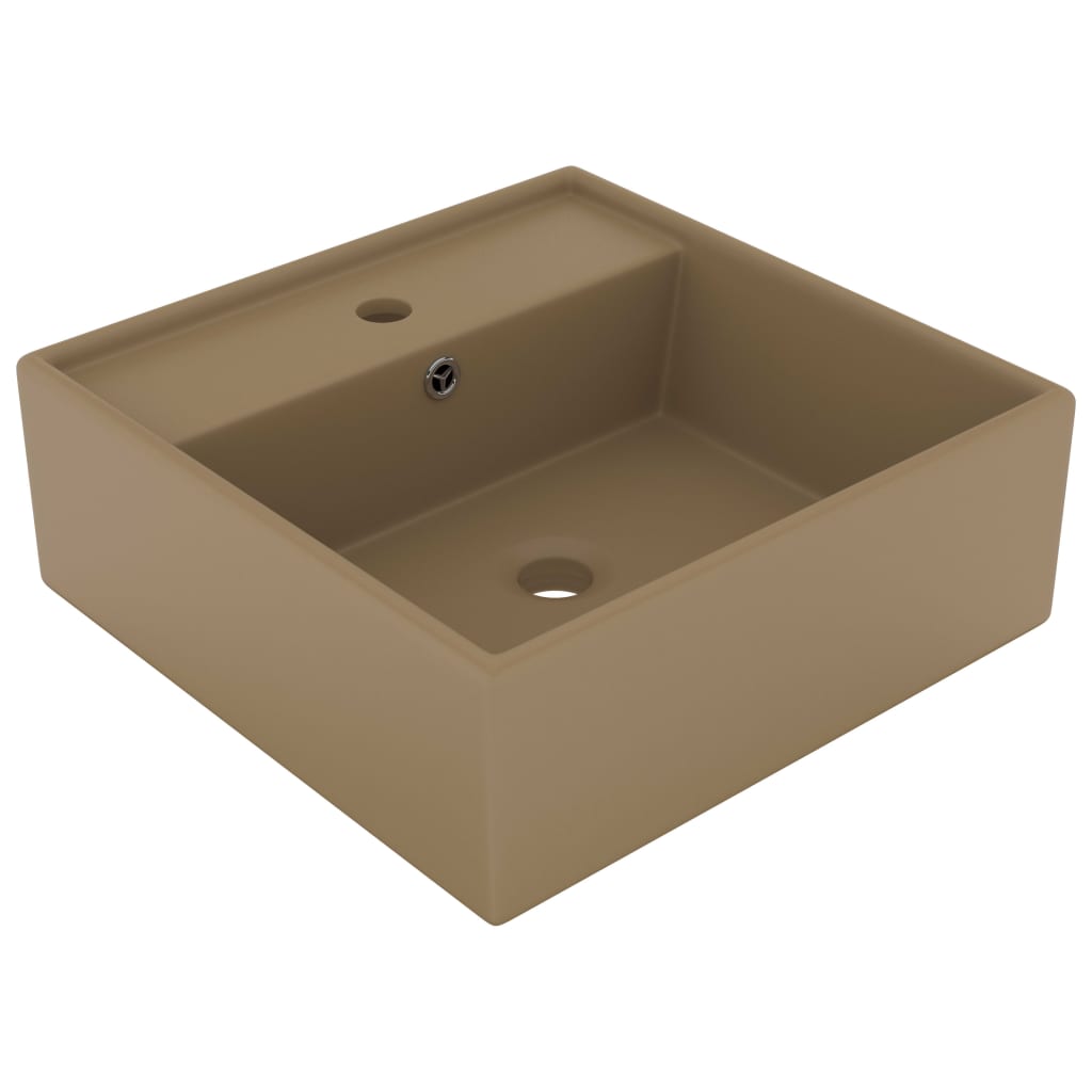 Luxury Ceramic Basin with Overflow, Square - Various Matt Colours - Bend